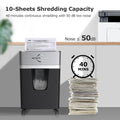 10 Sheet Micro Cut P5 Shredder | 40 Mins Running Time Document Shredders with 5.3 Gallons