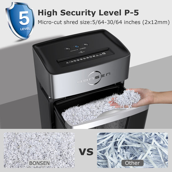 BONSEN 120-Sheet Auto Feed Paper Shredder High Security Micro Cut Shredders  for Home Office Use/ 30 Minutes/Security Level P-4,6-Gallon Bin (S3110)